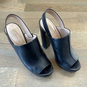 BCBGMaxAzria High Platform Dune Sling-Back Peep Toe Bootie Sandal